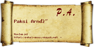 Paksi Arnó névjegykártya